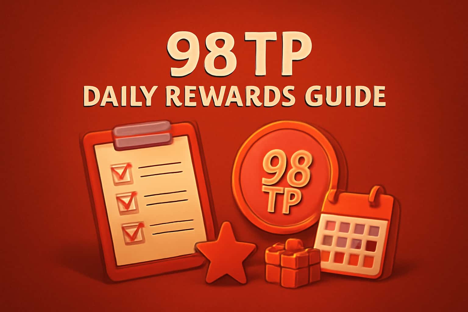 An informational graphic representing the 98 TP Daily Rewards Guide.