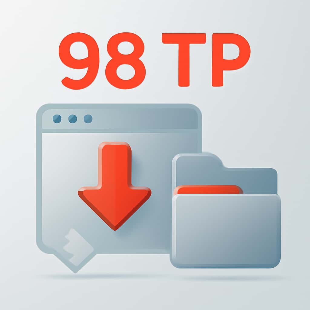 An educational diagram outlining the steps to download 98 TP.