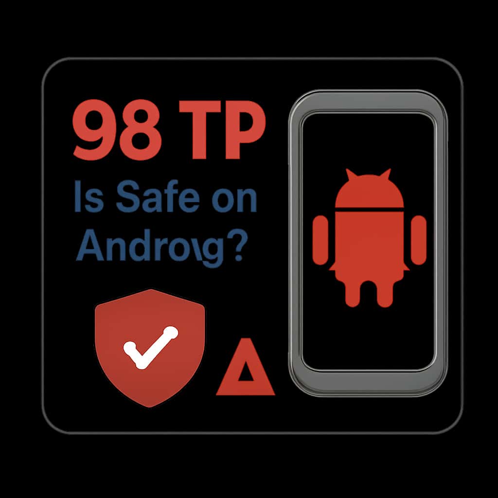 An educational illustration outlining the safety measures for using 98 TP on Android.
