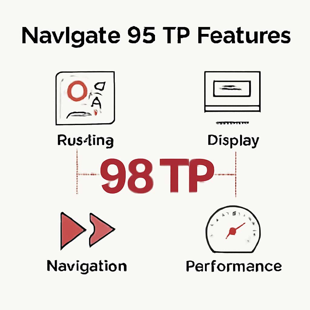 An educational diagram illustrating key features of Navigate 98 TP.