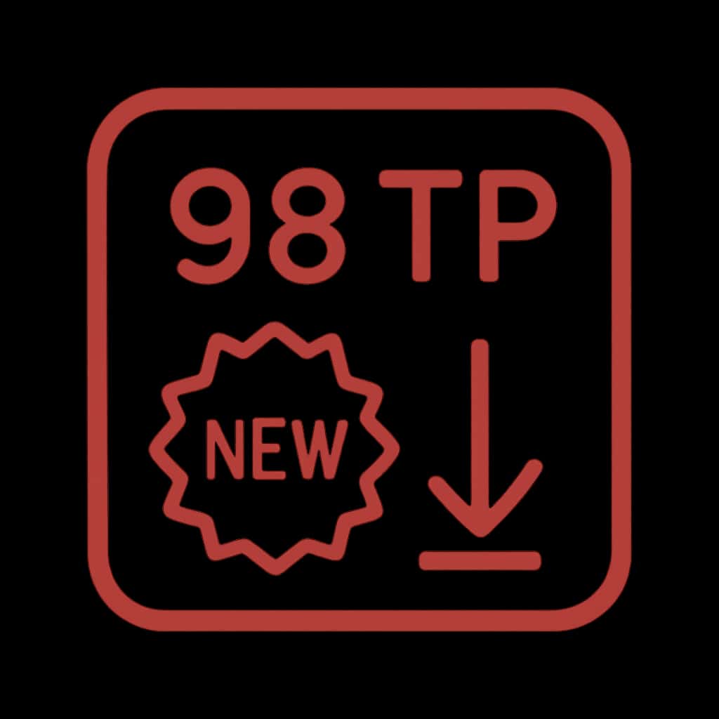 Icon representing new features in 98 TP with a clean design.