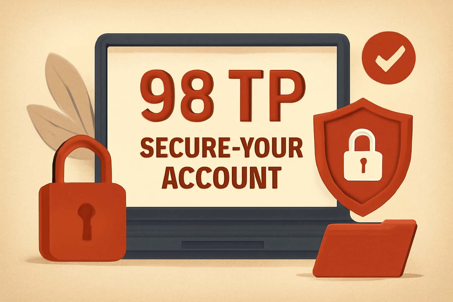 A futuristic representation of account security related to 98 TP, featuring the text '98 TP' prominently.